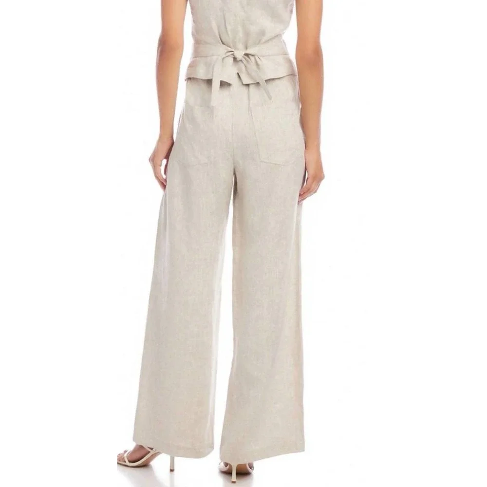 FIFTEEN TWENTY Women's Linen High‎ Rise Wide Leg Pants Size M Oatmeal NWT $234